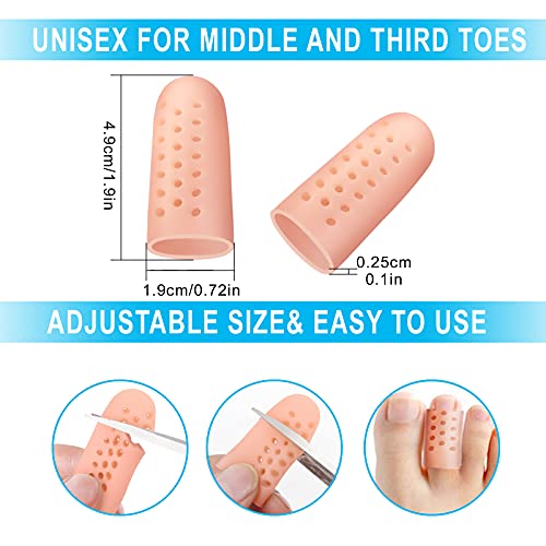 Toe Protector, 10 Pcs Pinky Toe Caps, Toe Sleeves with Breathable Hole, Pies Previene Callos y Ampollas, nd Ingrown Toenails, Para Hombres y Mujeres. (Beige)