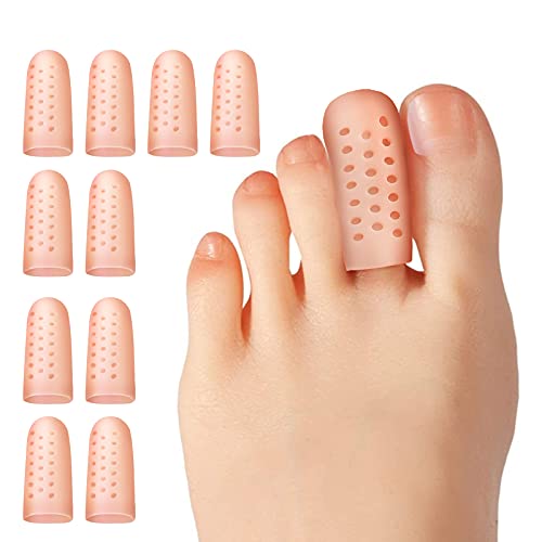 Toe Protector, 10 Pcs Pinky Toe Caps, Toe Sleeves with Breathable Hole, Pies Previene Callos y Ampollas, nd Ingrown Toenails, Para Hombres y Mujeres. (Beige)