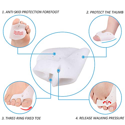 Toe Separator Gel Bunion Corrector Hammer Toe Straightener Professional Forefoot Cushions Toe Straightener Bunion Pads Relieve Hammer Toe Bunion Overlapping Toe Callus Blister for Men Women(5 pair)