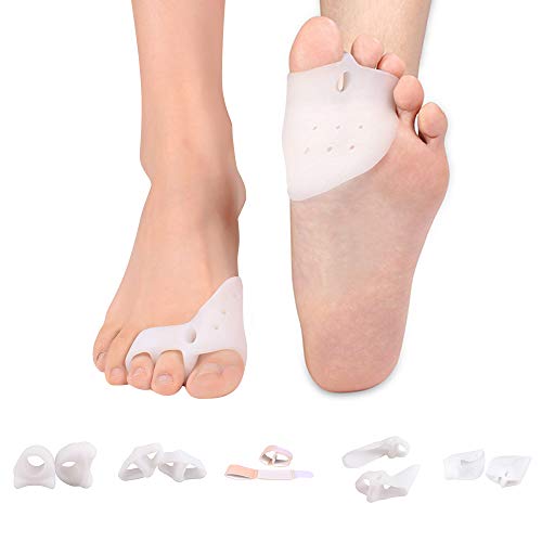 Toe Separator Gel Bunion Corrector Hammer Toe Straightener Professional Forefoot Cushions Toe Straightener Bunion Pads Relieve Hammer Toe Bunion Overlapping Toe Callus Blister for Men Women(5 pair)