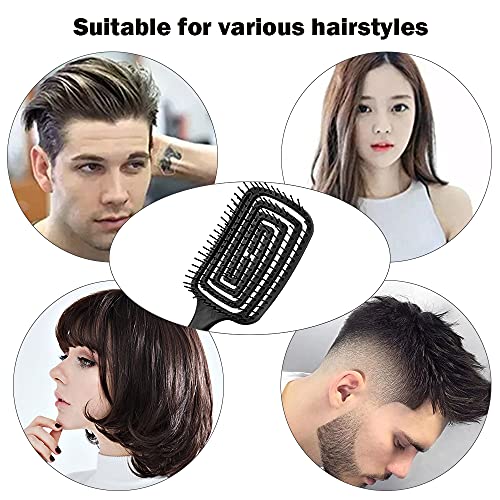 TOFBS Cepillo para el cabello, secado más rápido, cepillos para el cabello con ventilación curvada profesional para mujeres, hombres, cabello liso grueso, rizado, seco y húmedo (Negro)