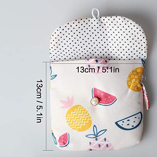 Tomedeks 1Pcs bolsa sanitaria linda caricatura algodón tela servilleta bolsa de almacenamiento gran capacidad señoras bolsa de almacenamiento sanitario (estilo piña, 13X13cm)