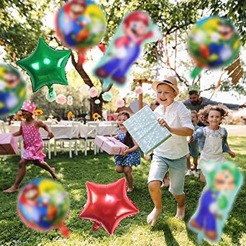 Tomicy Globo Aluminio Globo Super Bros Globos de Fiesta Helium Foil Balloons Cumpleaños Suministros de Fiesta - 10 Piezas