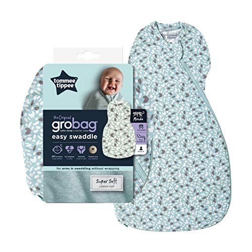 Tommee Tippee The Original Grobag Arrullo Easy Swaddle, Saco de Dormir para Bebés, con Posición Adecuada de la Cadera, 0-3 Meses, Earth Green