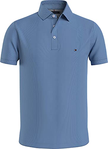 Tommy Hilfiger 1985 TH Flex Slim Fit Poloshirt Camiseta, Breezy Blue, M para Hombre