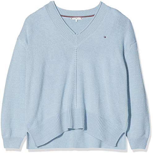 Tommy Hilfiger Ad Cevie V-nk Swt Sudadera, Breezy Blue, 90 (Talla del Fabricante: X-Large) para Mujer