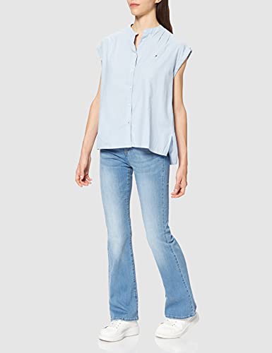 Tommy Hilfiger Oxford Relaxed Shirt NS Camisa, Breezy Blue, 42 para Mujer