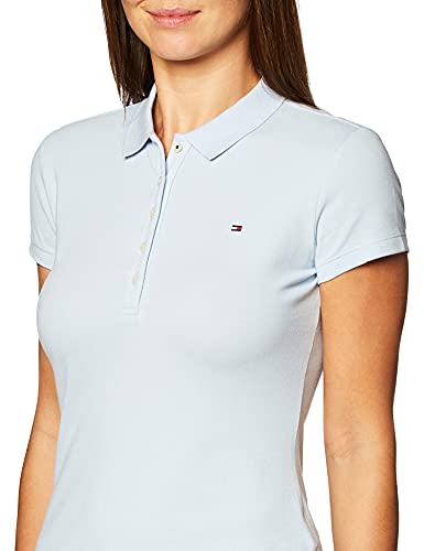 Tommy Hilfiger Short Sleeve Slim Polo Camiseta, Breezy Blue, XXL para Mujer