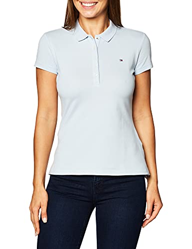 Tommy Hilfiger Short Sleeve Slim Polo Camiseta, Breezy Blue, XXL para Mujer