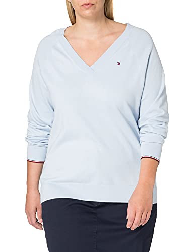 Tommy Hilfiger V-Neck Sweater Suter, Breezy Blue, XS para Mujer