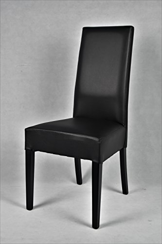 Tommychairs - Set 4 sillas Luisa para Cocina, Comedor, Bar y Restaurante, solida Estructura en Madera de Haya y Asiento tapizado en Polipiel Negro