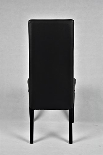 Tommychairs - Set 4 sillas Luisa para Cocina, Comedor, Bar y Restaurante, solida Estructura en Madera de Haya y Asiento tapizado en Polipiel Negro