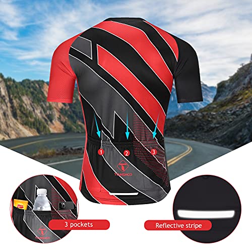 TOMSHOO Ropa de Ciclismo MTB, Traje Ciclismo Hombre, Maillots de Ciclismo Verano, Manga Corta y Pantalones Cortos con 16D Gel Acolchados para Bicicleta MTB Deportes