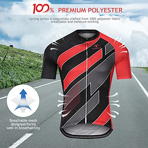 TOMSHOO Ropa de Ciclismo MTB, Traje Ciclismo Hombre, Maillots de Ciclismo Verano, Manga Corta y Pantalones Cortos con 16D Gel Acolchados para Bicicleta MTB Deportes