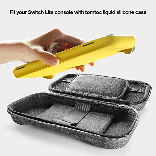 tomtoc Funda de Transporte para Nintendo Switch Lite, Case Protector Portátil de Viaje de Almacenamiento con 24 Cartuchos de Juego para Nintendo Switch Lite Consola y Accesorios, Gris