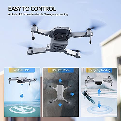 Tomzon Drone Plegable con Cámara 4K, 24 Mins de Vuelo, Posicionamiento de la luz, Modo MV, Fotografía de Gestos con Mano, DIY de Ruta, Flips 3D, 2 Baterías, Drone para Principiantes