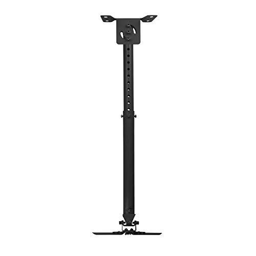 TooQ PJ3030TN-B - Soporte inclinable y giratorio de techo para proyector, hasta 20 Kg, ajustable entre 575mm hasta 825mm, inclinacion +/- 20º, giro de 360º, incluye kit de montaje, color negro