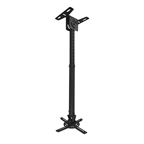 TooQ PJ3030TN-B - Soporte inclinable y giratorio de techo para proyector, hasta 20 Kg, ajustable entre 575mm hasta 825mm, inclinacion +/- 20º, giro de 360º, incluye kit de montaje, color negro