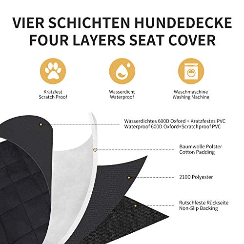 Toozey Protector Funda de Maletero de Coche Alfombrilla con protección Lateral - Universal Auto Maletero Manta para Perros - Impermeable & Antideslizante Esterilla Protectora Robusta, Negro