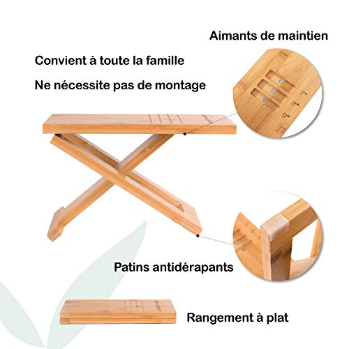 Top Life Taburete fisiológico de Inodoro de bambú - Taburete de tocador de Madera - Reposapiés Plegable y de diseño - Tratamiento Natural del estreñimiento Recomendado por los médicos