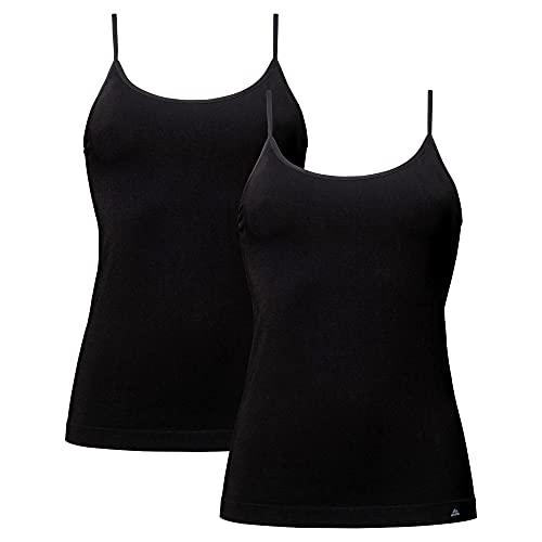 Top sin Mangas de Bambú para Mujer, sin Costuras y con Correas Ajustables, Pack de 2, Negro, Nude (Negro, Medium/Large)