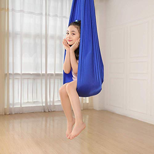 Topchances Columpio de Terapia Interior para Niños y Adolescentes, Hamaca Suave con Necesidades Especiales para Niños, Yoga, Integración Sensorial, Camping al Aire Libre (Azul, 1m)