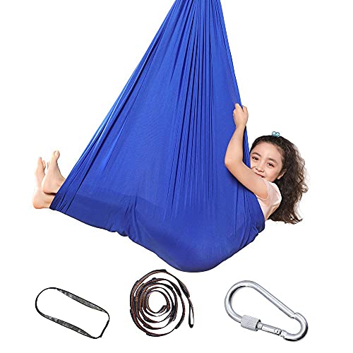 Topchances Columpio de Terapia Interior para Niños y Adolescentes, Hamaca Suave con Necesidades Especiales para Niños, Yoga, Integración Sensorial, Camping al Aire Libre (Azul, 1m)