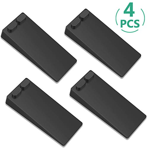 Tope de Puerta para Suelo, [Set de 4] Cuña Puerta de Goma Antideslizante Protección de Pared y Muebles Negro