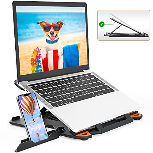 TopMate Soporte para Computadora Portátil de Escritorio Ajustable en Altura, Soporte Portatiles Giratorio Plegable, Elevador para Portátil con Soporte para Teléfono para MacBook Air Pro 10-17"