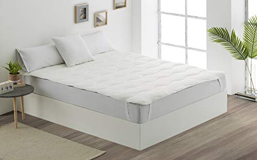 Topper Viscoelastico para Colchon. Sobrecolchon para Cama Transpirable. Cubre colchon viscoelastico Hipoalergenico Antiacaros Visco Memory Foam Aloe Vera. Blanco 150 x 200 x 3 cm