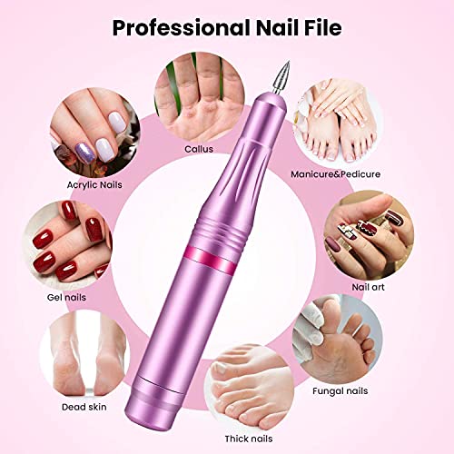 Torno para Uñas, Seguro, Potente, 11 en 1 lima electrica uñas, Kit de Manicura y Pedicura Eléctrico Profesional, 20,000 RPM Velocidad Ajustable, Set de Manicura para Salón DIY