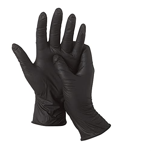 TouchGuard - Guantes de nitrilo desechables, para pieles sensibles, sin polvo, caja de 100 unidades, talla S, color negro