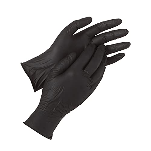 TouchGuard - Guantes de nitrilo desechables, para pieles sensibles, sin polvo, caja de 100 unidades, talla S, color negro