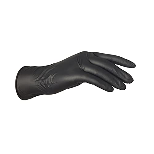 TouchGuard - Guantes de nitrilo desechables, para pieles sensibles, sin polvo, caja de 100 unidades, talla S, color negro