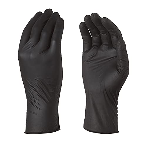 TouchGuard - Guantes de nitrilo desechables, para pieles sensibles, sin polvo, caja de 100 unidades, talla S, color negro