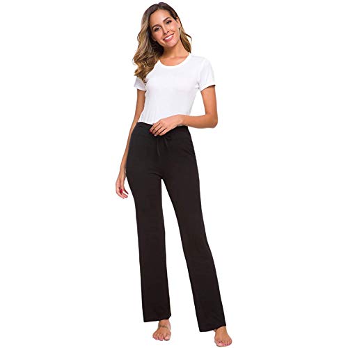 TownCat Pantalones de Entrenamiento para Mujer, Pantalones de Yoga, Pantalones Informales de Yoga con cordón para Yoga y Correr, Tallas (Negro, XL)