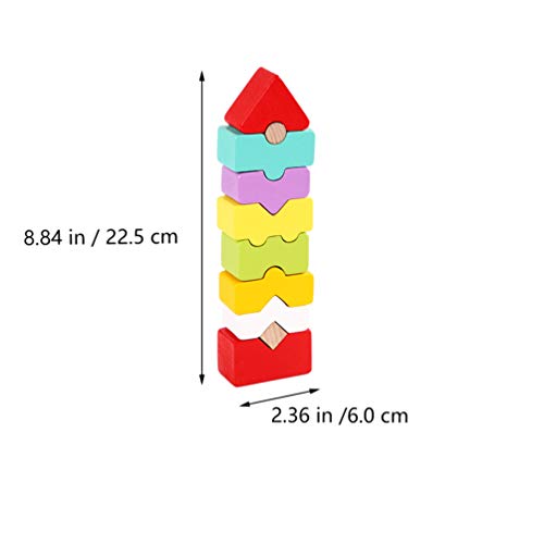 TOYANDONA 1 Juego de Bloques de Anidación de Madera Juego de Bloques de Construcción Cognitivos de Madera para Niños Juego de Apilamiento Manualidades Regalos de Cumpleaños (Color