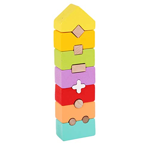 TOYANDONA 1 Juego de Bloques de Anidación de Madera Juego de Bloques de Construcción Cognitivos de Madera para Niños Juego de Apilamiento Manualidades Regalos de Cumpleaños (Color