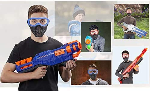 Toyer Paquete de 2 mascarillas tácticas compatibles con Nerf Rival, Apollo, Zeus, Khaos, Atlas, Artemis Blasters Rival Mask (Rojo y Azul)