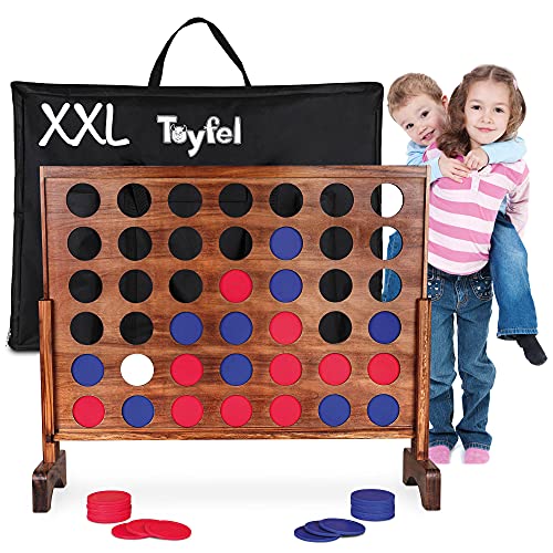 Toyfel Conecta 4 XXL - Juego de Mesa Gigante - Cuatro en Raya - El Juego clásico de Madera FSC® para Dentro y Fuera - para niños y Adultos a Partir de 4 años - Juegos de Mesa - Ace