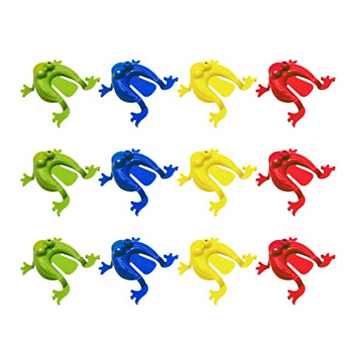 Toyvian 12 Piezas de Juguete de Salto de Rana Presionando con Los Dedos Divertidos Juguetes de Rana Que Rebotan Ranas de Novedad para Niños con Un Cubo