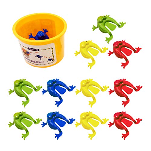 Toyvian 12 Piezas de Juguete de Salto de Rana Presionando con Los Dedos Divertidos Juguetes de Rana Que Rebotan Ranas de Novedad para Niños con Un Cubo