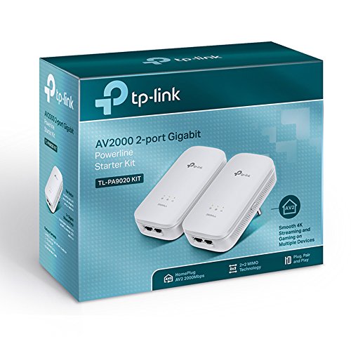 TP-Link TL-PA9020 KIT - PLC 2 Adaptadores de Comunicación por Línea Eléctrica (AV 2000 Mbps, PLC, Extensor, Repetidores de Red, Amplificador, 2 Puerto, Smart TV, PS4, Nintendo Switch)