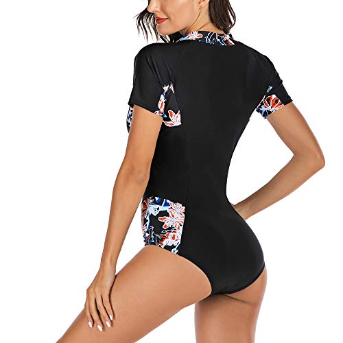 Traje de Neopreno Deportivo para Mujer Señoras De La Resaca Del Traje De Baño Traje De Baño De La Media Manga Impreso Zip Beach Alquiler De Traje De Baño De Protección Solar Y Piscina Guardia Surf Wea