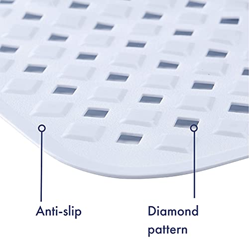 TranquilBeauty Alfombrilla de baño Antideslizante con ventosas, Corte de Diamante, antimoho, Lavable a máquina, Alfombrillas de bañera sin látex, Ideal para Ancianos y niños 80 x 40 cm Blanco