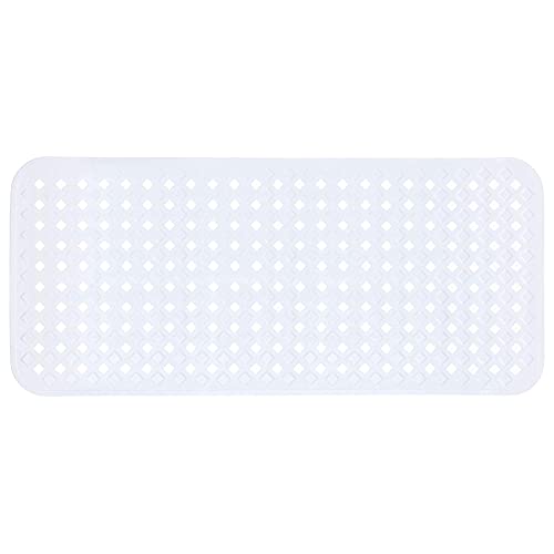 TranquilBeauty Alfombrilla de baño Antideslizante con ventosas, Corte de Diamante, antimoho, Lavable a máquina, Alfombrillas de bañera sin látex, Ideal para Ancianos y niños 80 x 40 cm Blanco