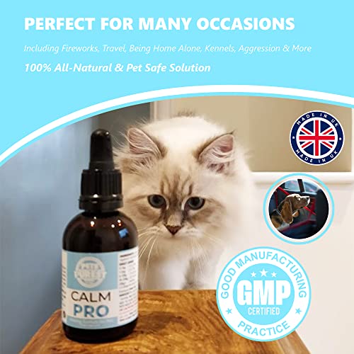 Tranquilizante Para Perros Alivia la Ansiedad Calm PRO 100% Natural Pets Purest para Perros Gatos Caballos Conejos Aves Alivia el Estrés y Ansiedad Jaulas, Ruidos Fuertes, Fuegos Artificiales 50ml