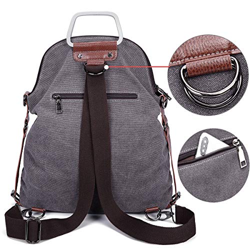 Travistar Mochila Mujer Vintage Bolso Hombro Bolso de Lona Bolso Bandolera Casual Mujer Mochila Escolar (Gris)