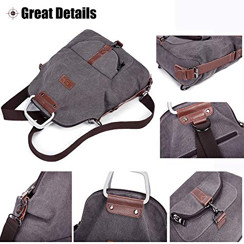 Travistar Mochila Mujer Vintage Bolso Hombro Bolso de Lona Bolso Bandolera Casual Mujer Mochila Escolar (Gris)