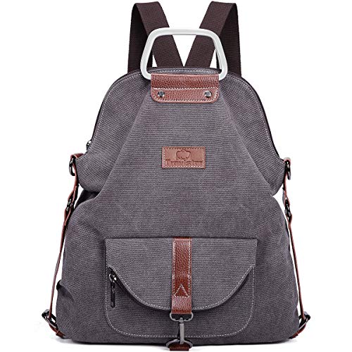 Travistar Mochila Mujer Vintage Bolso Hombro Bolso de Lona Bolso Bandolera Casual Mujer Mochila Escolar (Gris)